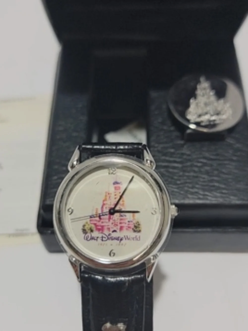 Disney 25th Castle Dial Leather Strap Watch - Black
